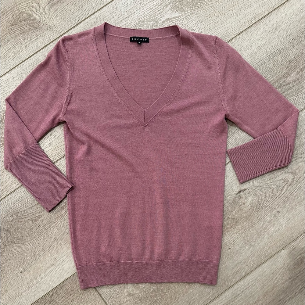Theory Dusty Rose V-Neck Blouse
